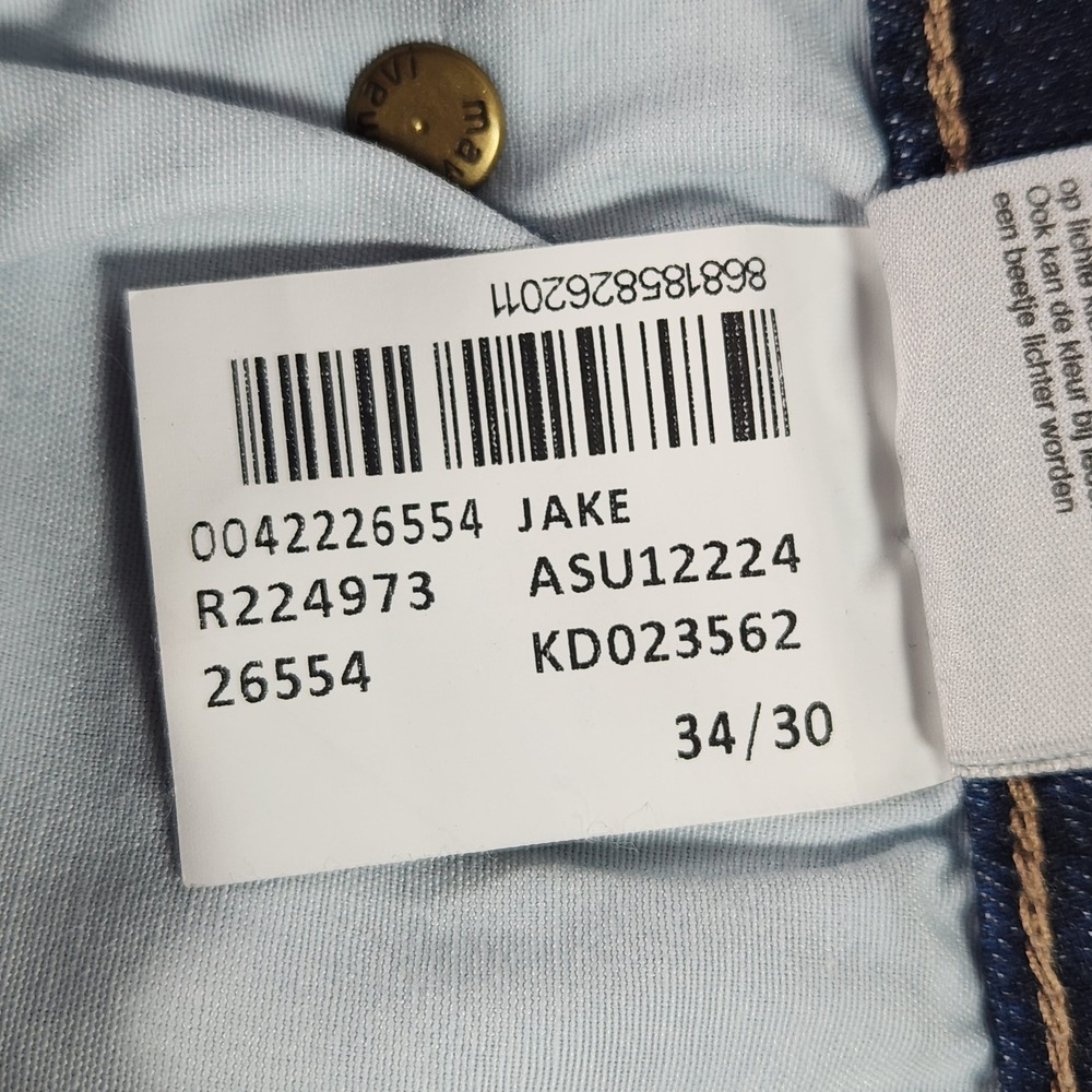Mavi Jake Slim Leg Jeans Mens 34x30 Dark Indigo Organic Cotton Stretch Denim - Picture 9 of 10